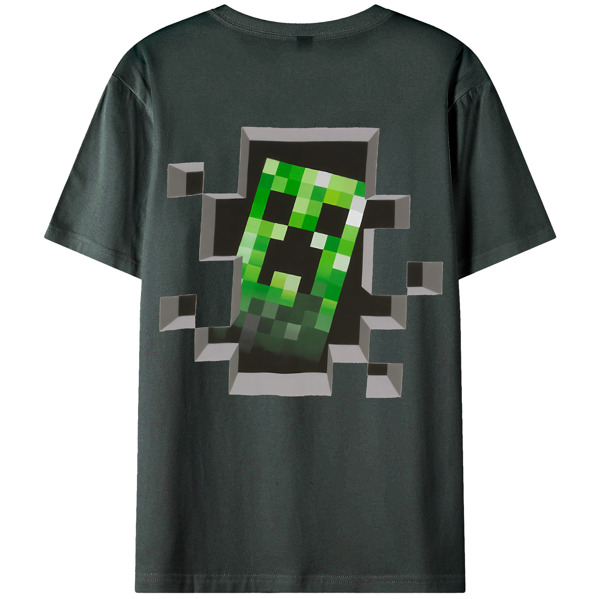 （画像用） マインクラフト ブロックの世界 Minecraft MC Block world 綿100％ メンズ半袖Tシャツ（バックプリント） 通気性